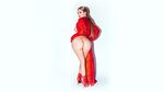 Download Wallpaper sexy model girl ass makeup red dress brow